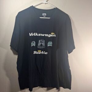 UT Uniqlo Women's Black Short Sleeve Crew Neck Volkswagen Beetle Tee Size XXL